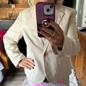 LOFT Womens Beige Classic Cotton Blazer Size 14